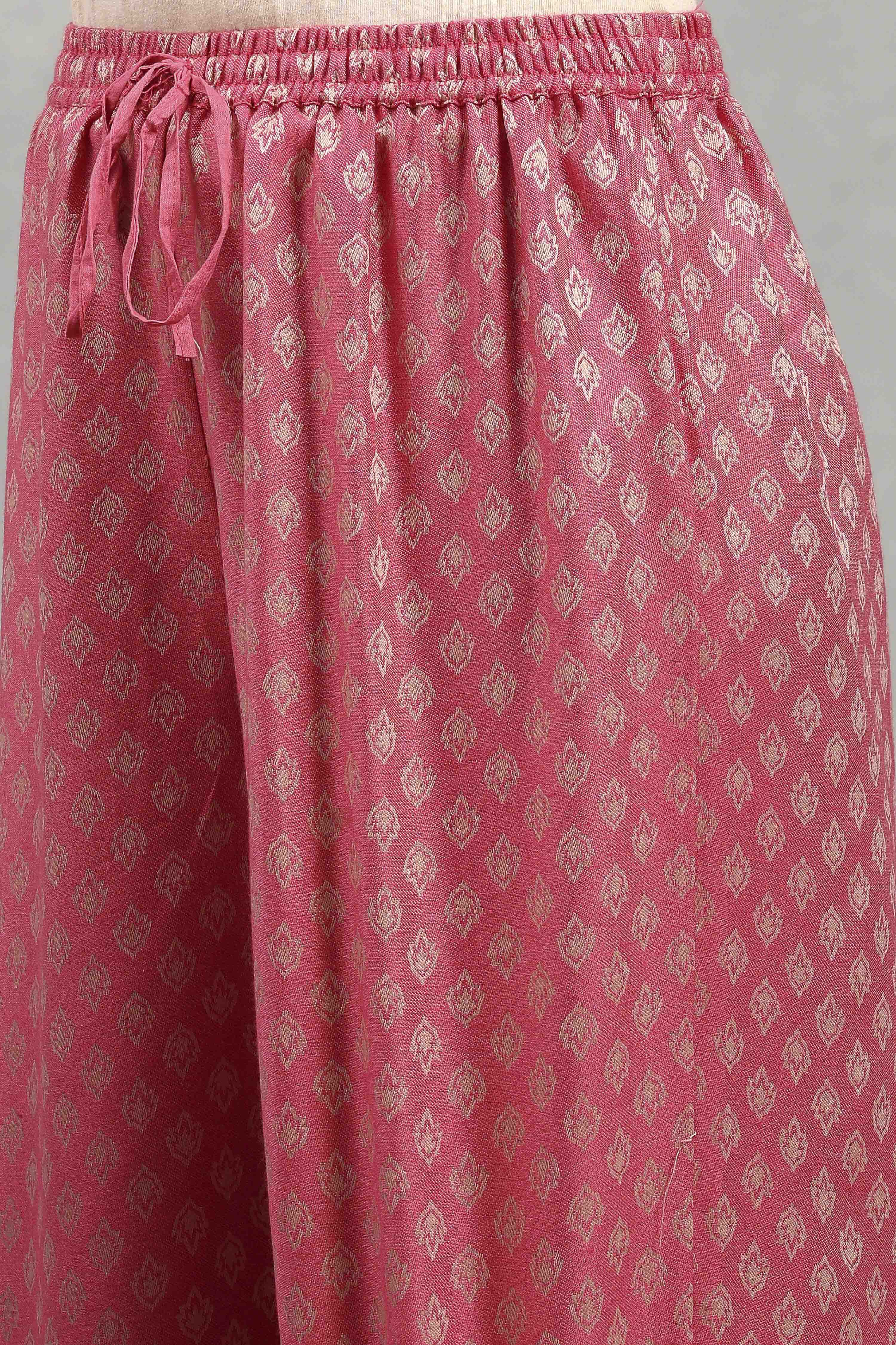 Coral Polyester Yarndyed Straight Suit Set image number 2