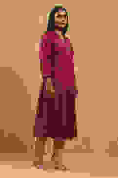 Red Viscose Rayon Printed Kalidar Kurta image number 2