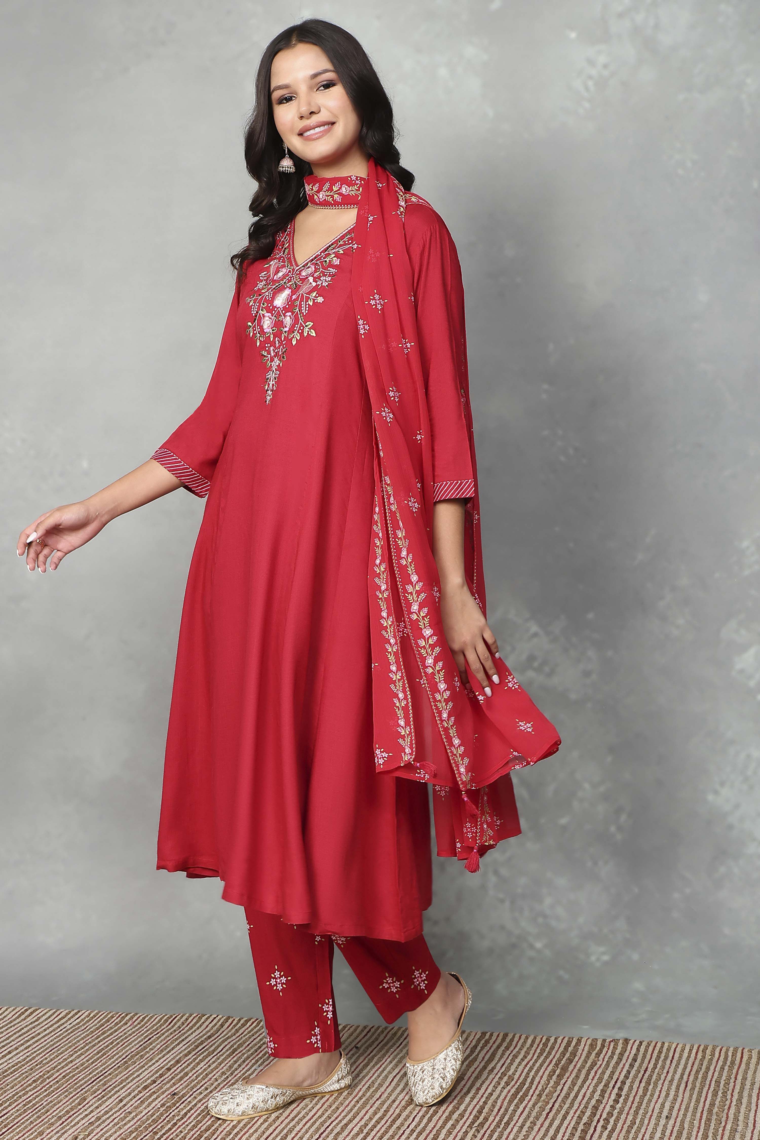 Sage Green Embroidered Kalidar Suit Set image number 0