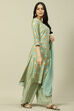 Light Blue Cotton Blend Woven Straight Kurta Suit Set image number 6