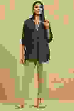 Black Viscose Blend Printed Straight Top image number 0