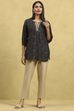 Black Viscose Blend Printed Straight Top image number 0