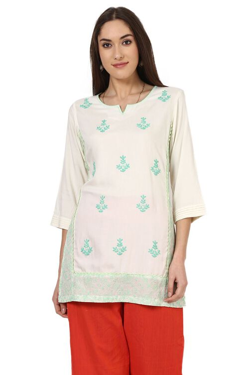 White Straight Viscose Rayon Indie Top image number 0