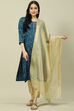 Teal Blue Viscose Straight Kurta image number 0
