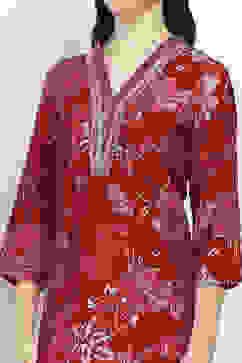 Red Printed Straight Suit Set image number 1
