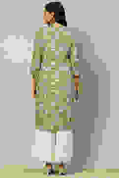 Green Printed Straight Kurta image number 3