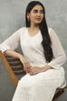 White Polyester Straight Kurta Pants Set image number 7