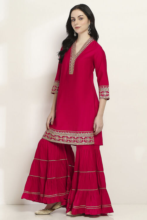 Red Viscose Straight SET image number 3