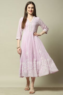 Mauve Poly Georgette Straight Dress image number 0