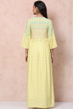 Yellow Viscose Flared Dress image number 4
