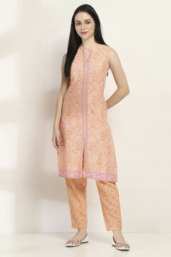 Peach Cotton Blend Straight SET image number 6