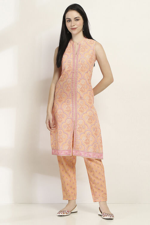 Peach Cotton Blend Straight SET image number 6