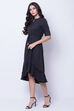 Black Poly Cotton Flared Dress image number 3