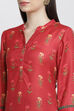 Red Poly Cotton Straight Kurta image number 1
