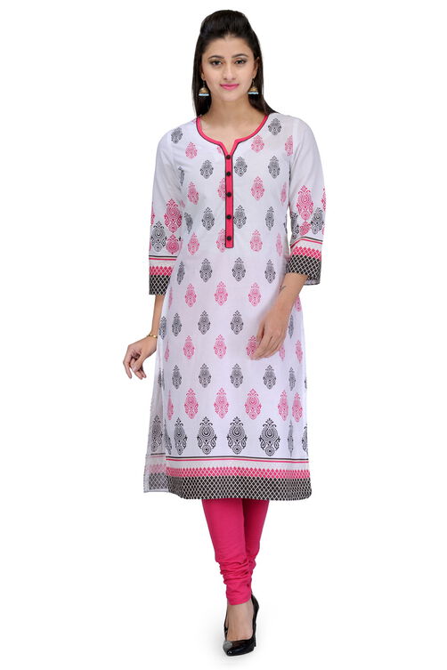 White Cotton Straight Kurta image number 0