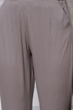 Grey Poly Cotton Slim Pants image number 1