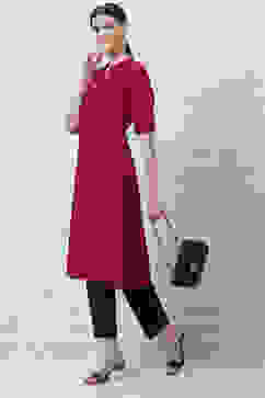 Maroon Printed Straight Kurta image number 0