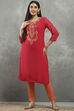 Pink Viscose Flared Kurta Pants Set image number 0