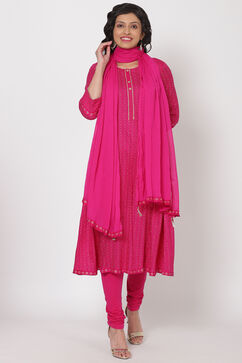 Pink Viscose Rayon Flared Kurta image number 4