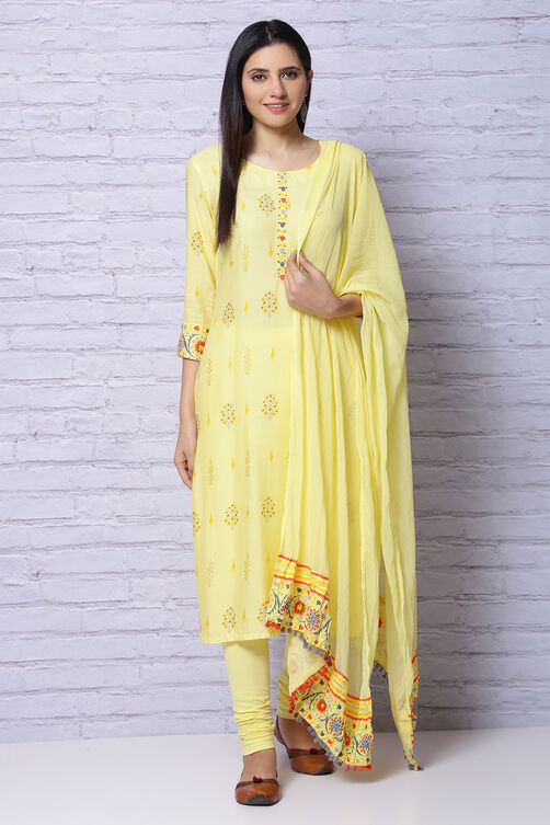 Yellow Polyester Chiffon Dupatta image number 4