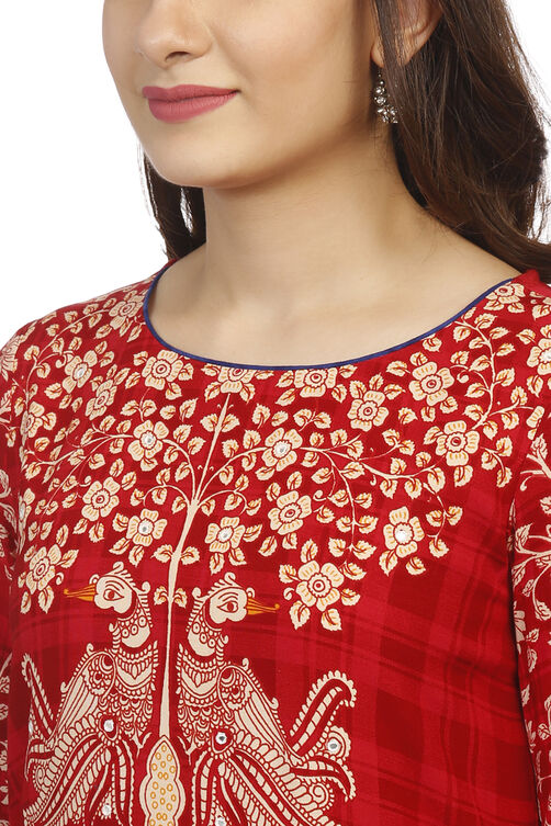 Maroon Straight Viscose Kurta image number 1