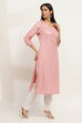 Peach Viscose Straight Kurta image number 4