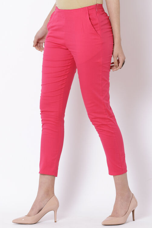 Pink Poly Lycra Slim Pants image number 3