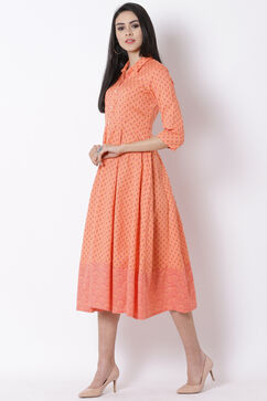 Orange Cotton Kalidar Dress image number 2