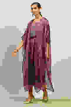 Purple Poly Georgette Printed Kaftan  image number 2