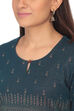 Teal Blue Straight Poly Cotton Kurta image number 1