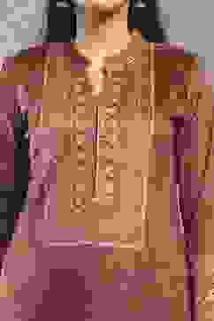 Brown Polyester Printed Straight Suit Set image number 1