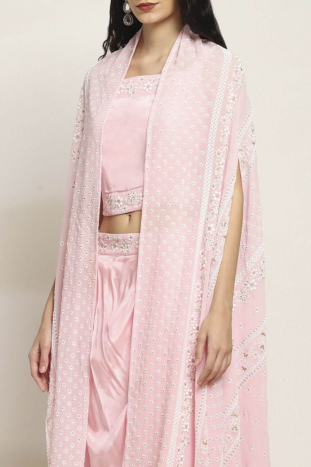 Pink Viscose Skirt Set image number 1