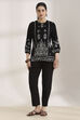 Black Cotton Blend Straight Pants image number 0