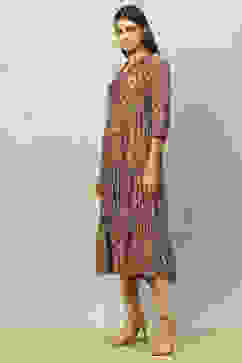 Red Viscose Muslin Printed Tiered Dress image number 2