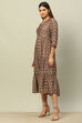 Red Viscose Muslin Printed Tiered Dress image number 2