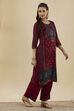 Mustard Viscose Blend Straight Printed  image number 4