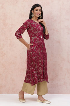 Phalsa LIVA A Line Printed Kurta image number 2