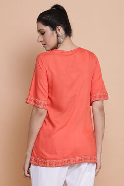 Coral Viscose Rayon Short Top image number 5