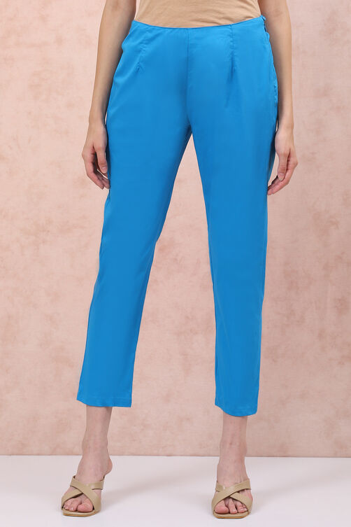 Turquoise Cotton Fusion Pants image number 0