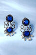 Dark Blue Metal Brass Earring image number 0