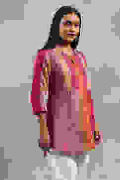 Fuchsia Viscose Blend Solid Tiered Top image number 4