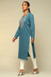 Purple Cotton Blend Straight Kurta image number 2