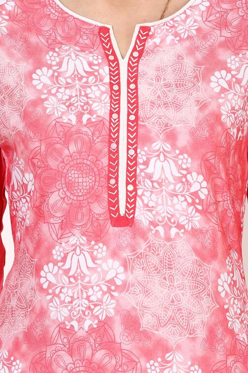 Pink Straight Rayon Kurta image number 4