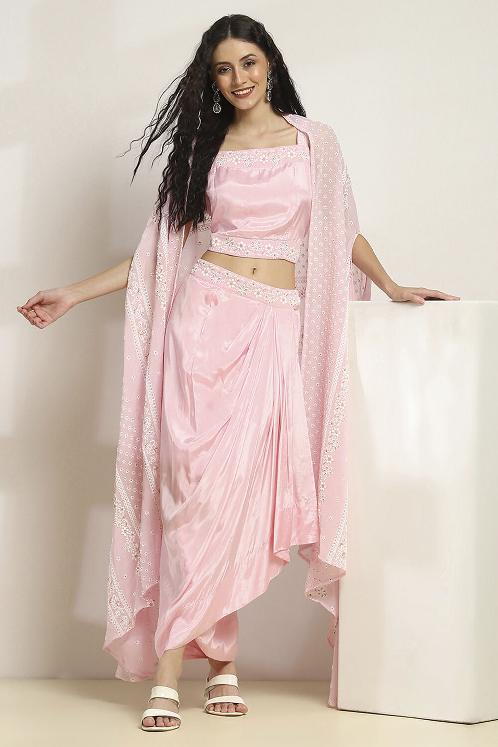 Pink Viscose Skirt Set image number 0