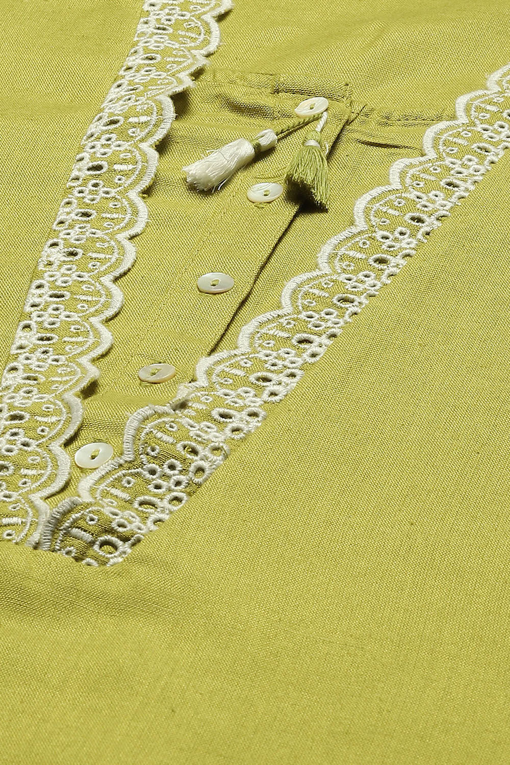 Lime Green Solid Straight Kurta image number 1