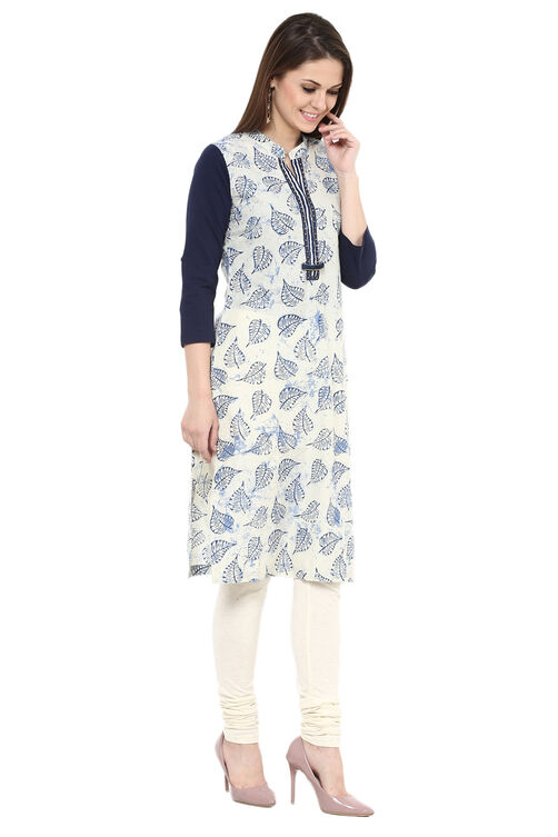Indigo Straight Cotton Kurta image number 2