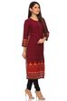 Wine Straight Cotton Kurta image number 1