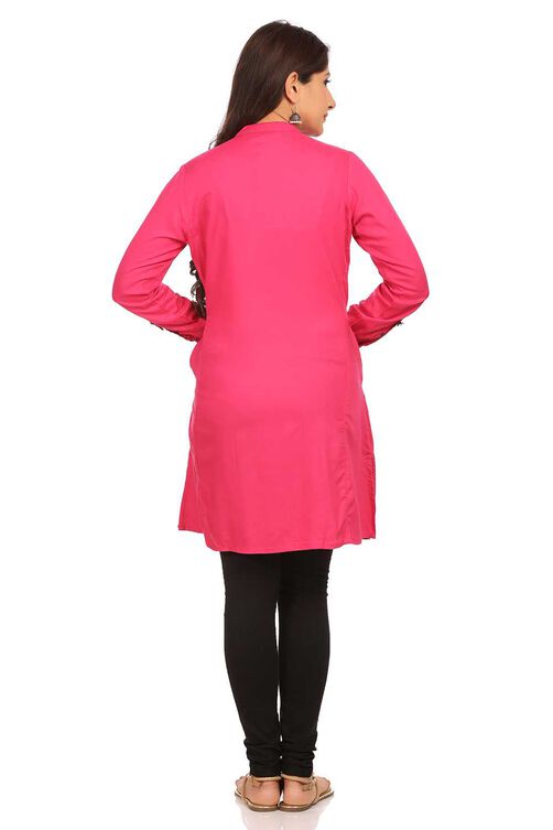 Fuschia Straight Rayon Kurta image number 3