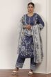 Blue Cotton Straight Suit Sets image number 3