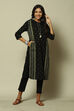 Black Cotton Straight Yarndyed Kurta image number 0